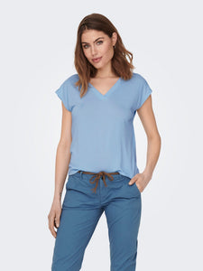 ONLY |  Free V-Neck T-shirt | Cashmere blue