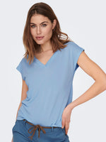 Load image into Gallery viewer, ONLY |  Free V-Neck T-shirt | Cashmere blue
