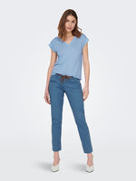 Load image into Gallery viewer, ONLY |  Free V-Neck T-shirt | Cashmere blue
