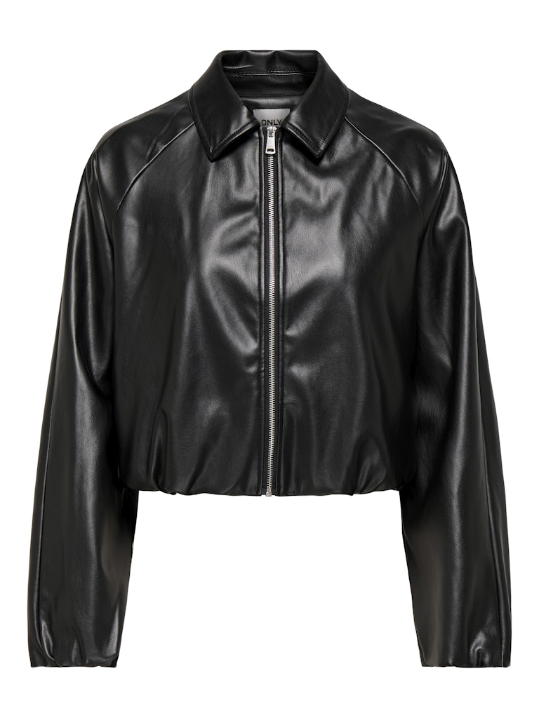 ONLY | SARAMY Leder Bomber Jacke | Black