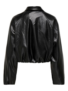 ONLY | SARAMY Leder Bomber Jacke | Black