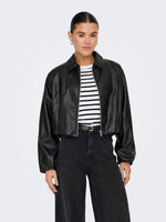 Lade das Bild in den Galerie-Viewer, ONLY | SARAMY Leder Bomber Jacke | Black
