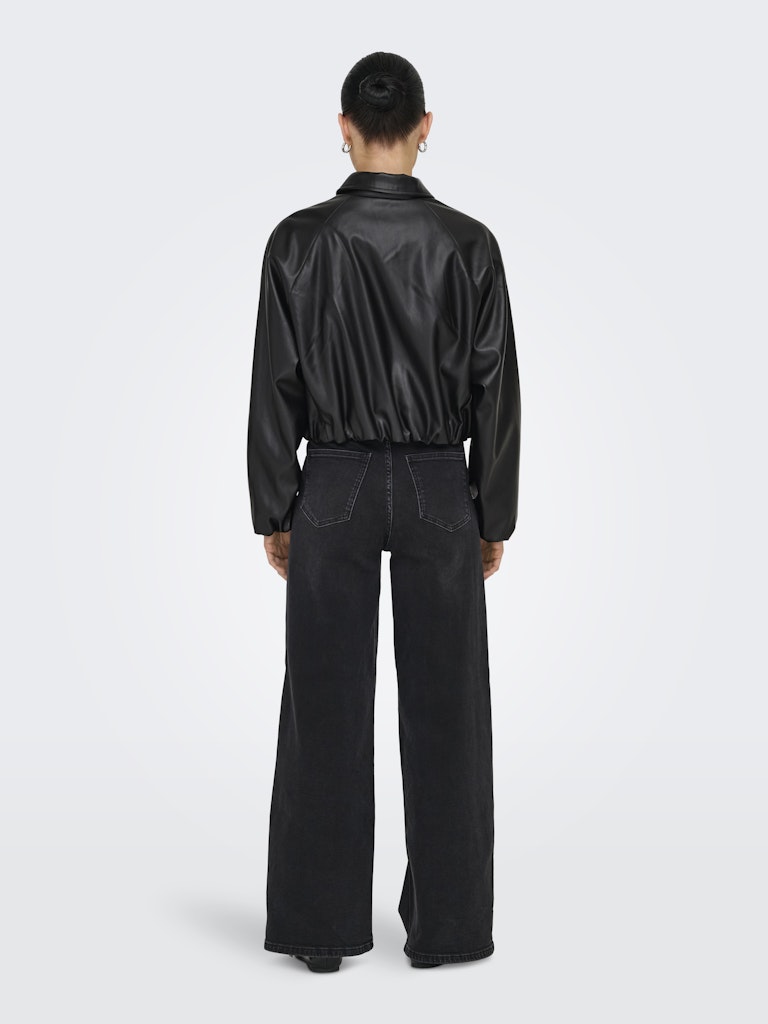 ONLY | SARAMY Leder Bomber Jacke | Black