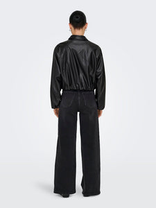 ONLY | SARAMY Leder Bomber Jacke | Black