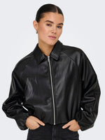 Lade das Bild in den Galerie-Viewer, ONLY | SARAMY Leder Bomber Jacke | Black
