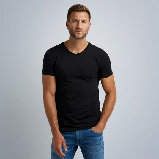 PME | 2-Pack Basic T-Shirt V-neck | 999 schwarz