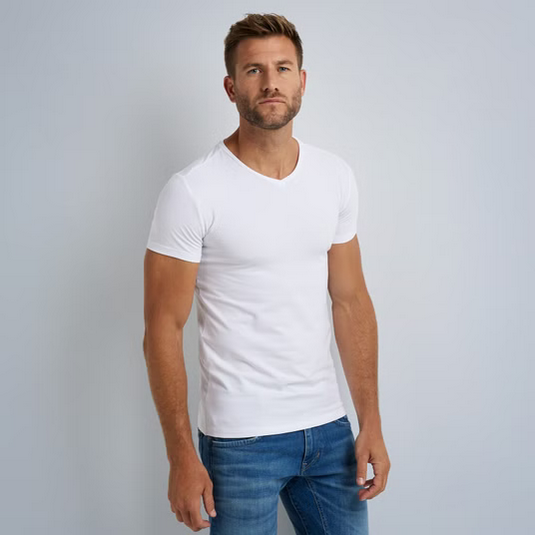 PME | 2-Pack Basic T-Shirt V-neck | 900 weiss