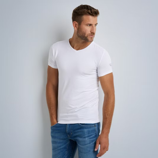 PME | 2-Pack Basic T-Shirt V-neck | 900 weiss