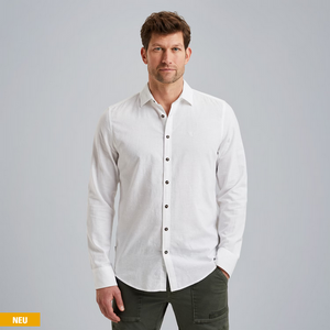PME | Hemd aus Baumwolle/Leinen | 7003 Bright WHT