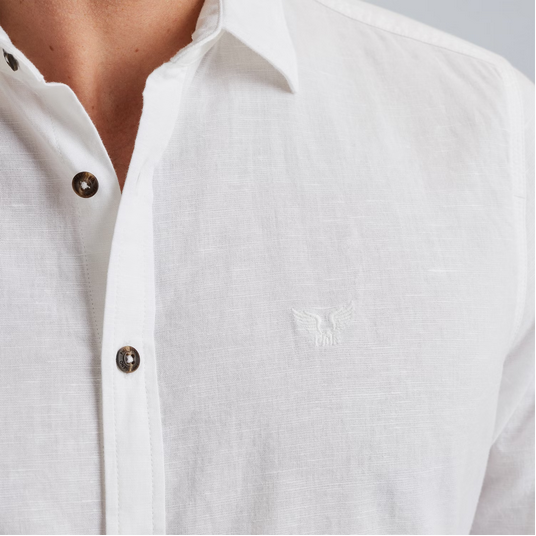 PME | Hemd aus Baumwolle/Leinen | 7003 Bright WHT