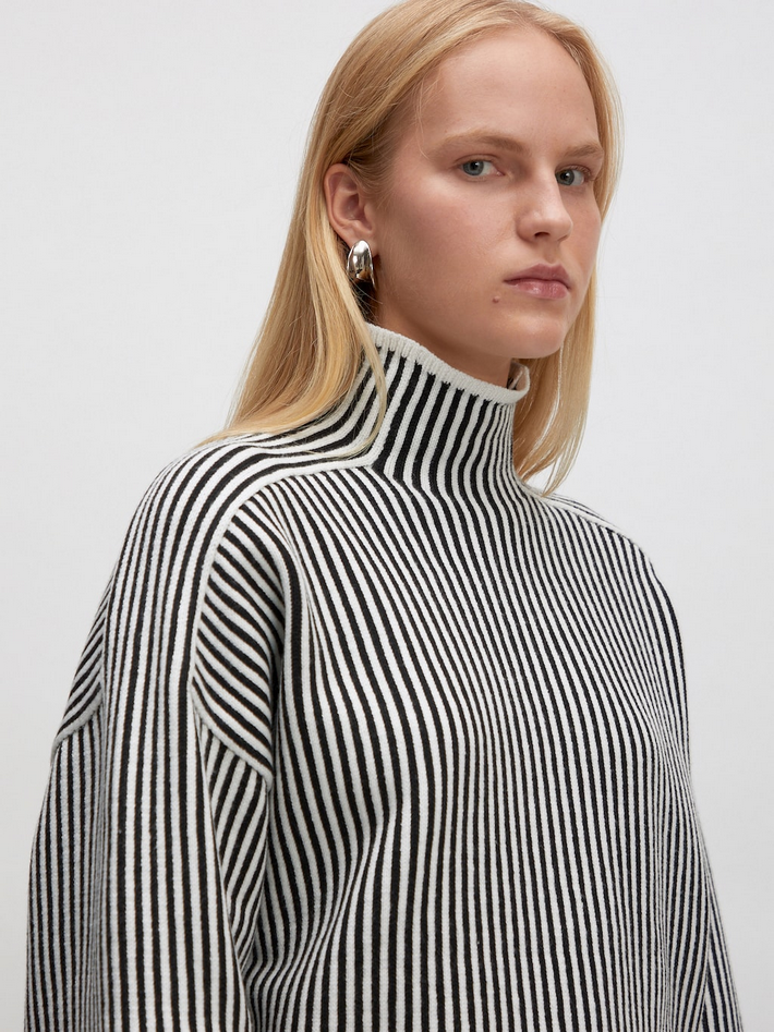 Edited | Pullover 'Nohea' | BLK/WHITE gestreift