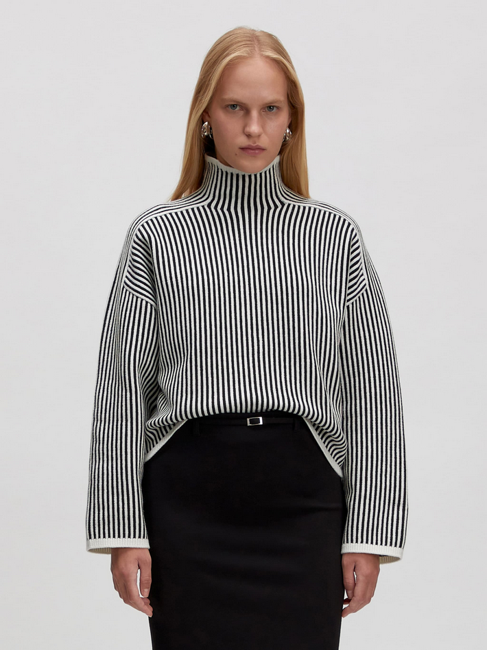 Edited | Pullover 'Nohea' | BLK/WHITE gestreift