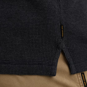 PME | Langarmshirt mit Waffelstruktur | 5281 schwarz