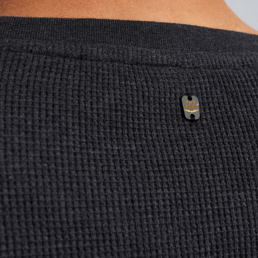 PME | Langarmshirt mit Waffelstruktur | 5281 schwarz