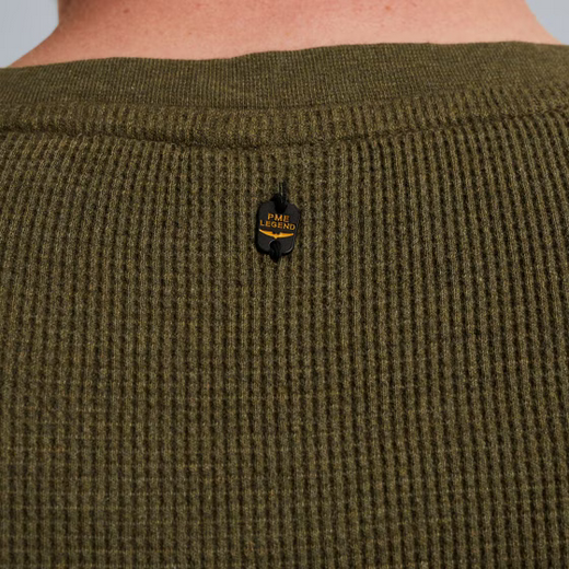 PME | Langarmshirt mit Waffelstruktur | 6416 Oliv