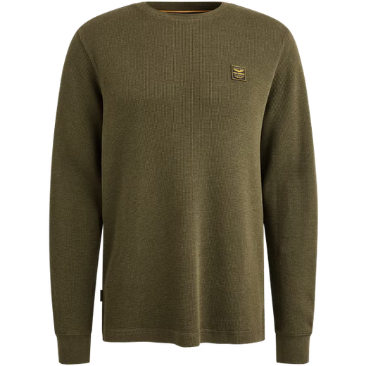 PME | Langarmshirt mit Waffelstruktur | 6416 Oliv