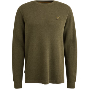 PME | Langarmshirt mit Waffelstruktur | 6416 Oliv