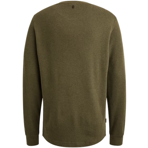 PME | Langarmshirt mit Waffelstruktur | 6416 Oliv
