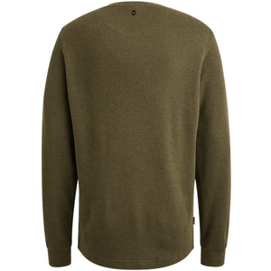 PME | Langarmshirt mit Waffelstruktur | 6416 Oliv