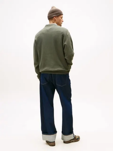 Tommy Jeans | Relaxed Waffle Script Crew Jumper | MRH Green