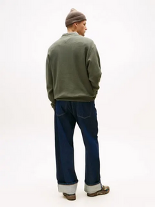 Tommy Jeans | Relaxed Waffle Script Crew Jumper | MRH Green