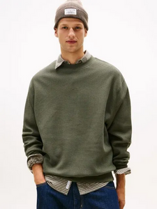 Tommy Jeans | Relaxed Waffle Script Crew Jumper | MRH Green