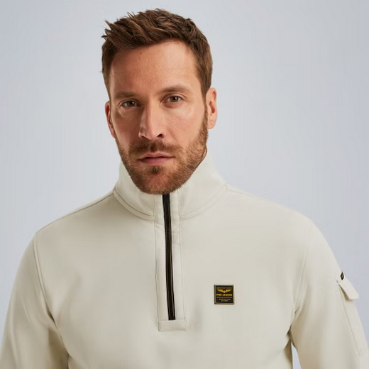 PME | Pullover mit halbem Reißverschluss | 7013 weiss