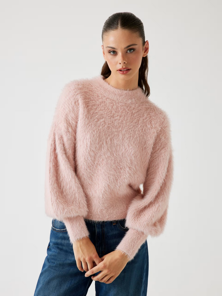 Guess | Pullover mit Rundhalsausschnitt aus Flauschgarn | G66B PINK ROSE