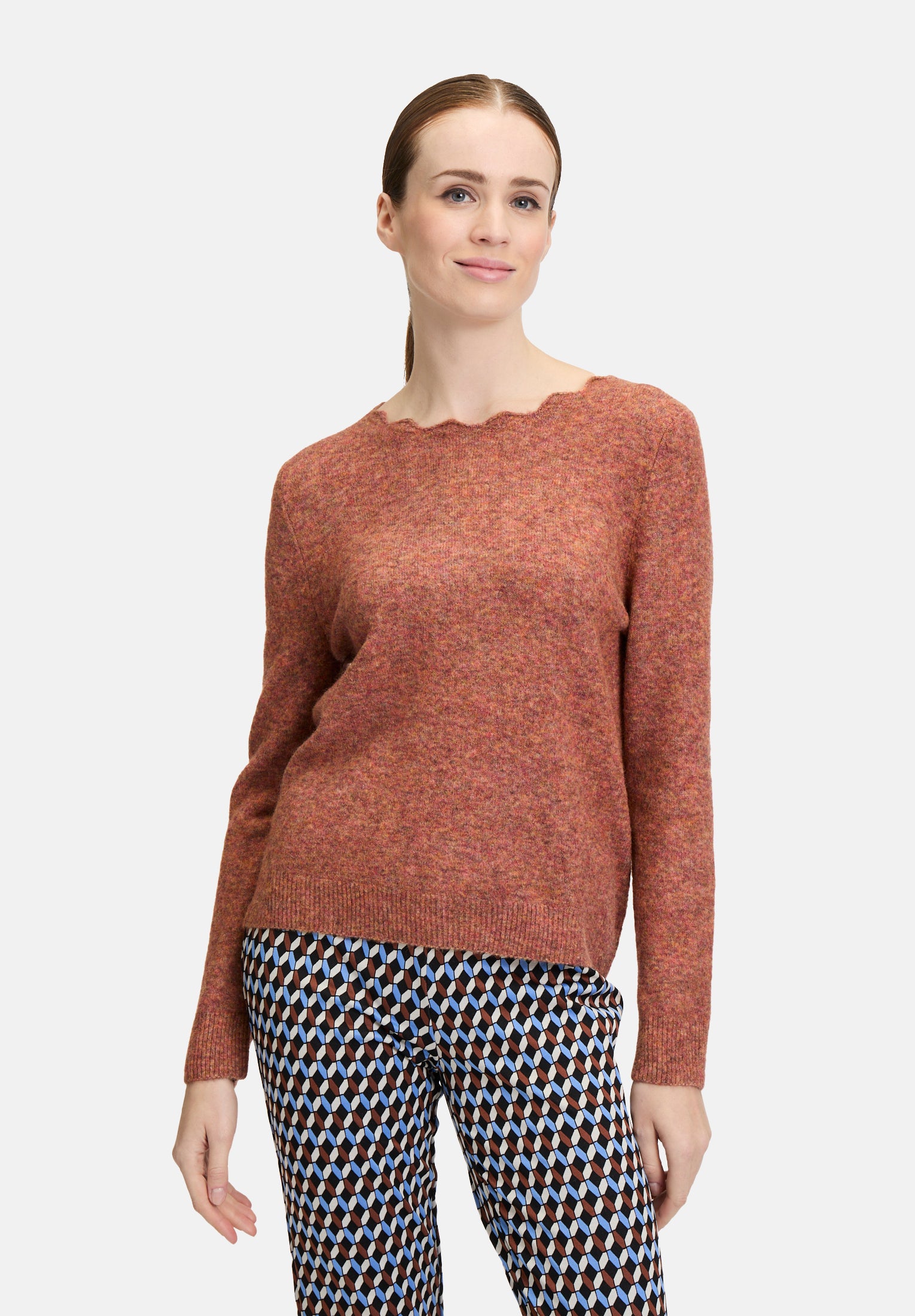 Cartoon | Strickpullover mit Rundhalsausschnitt | 7709 Light Brown Melange