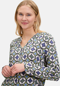 Cartoon | Casual-Bluse mit Knöpfen | 8850 Blue/Green