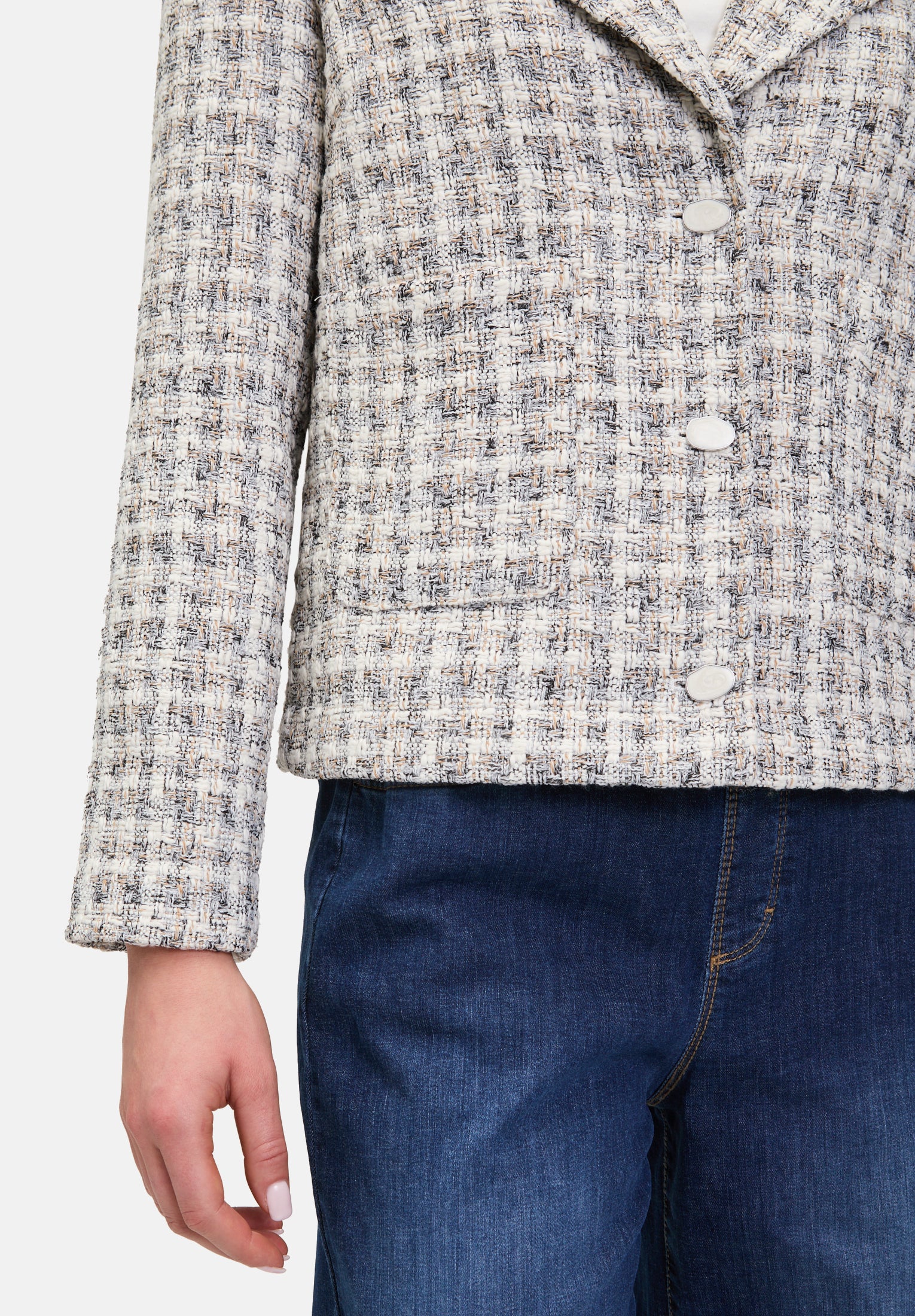 Cartoon |  Tweedblazer mit aufgesetzten Taschen | 1874 Cream/Camel