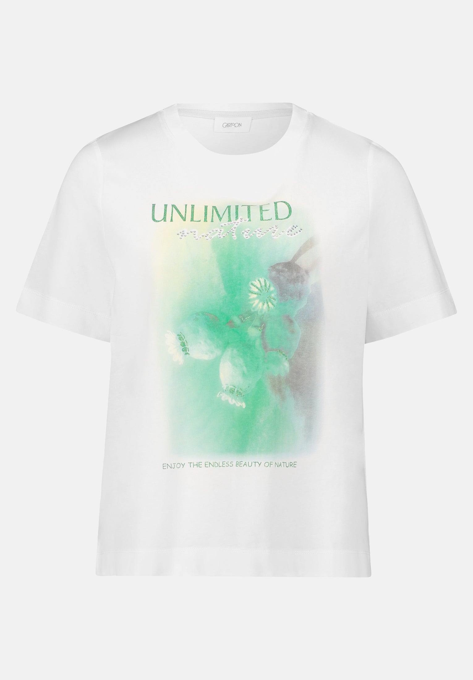 Cartoon |  Printshirt mit Rundhalsausschnitt  | 1951 Patch Cream/Green