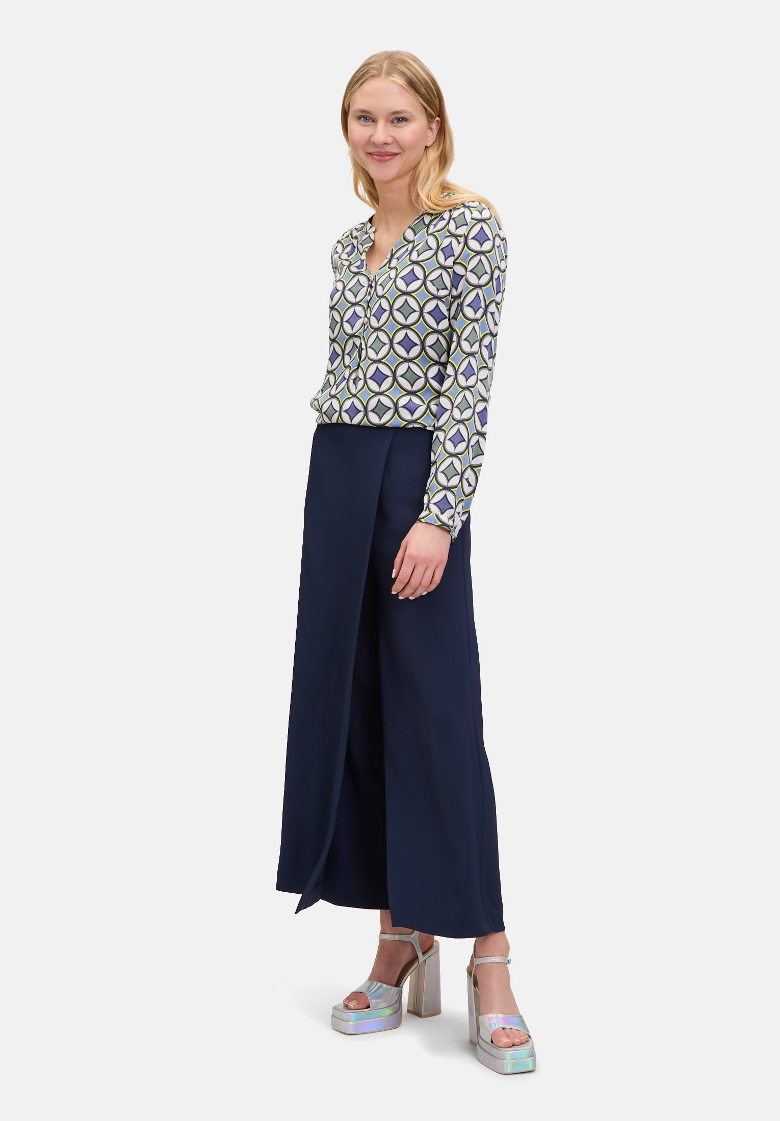 Cartoon | Casual-Bluse mit Knöpfen | 8850 Blue/Green