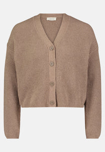 Cartoon | Strick-Cardigan mit V-Ausschnitt | 7709 Light Brown Melange