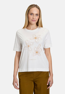 Cartoon | Baumwollshirt mit Rundhalsausschnitt | 1973 Patch Cream/Beige