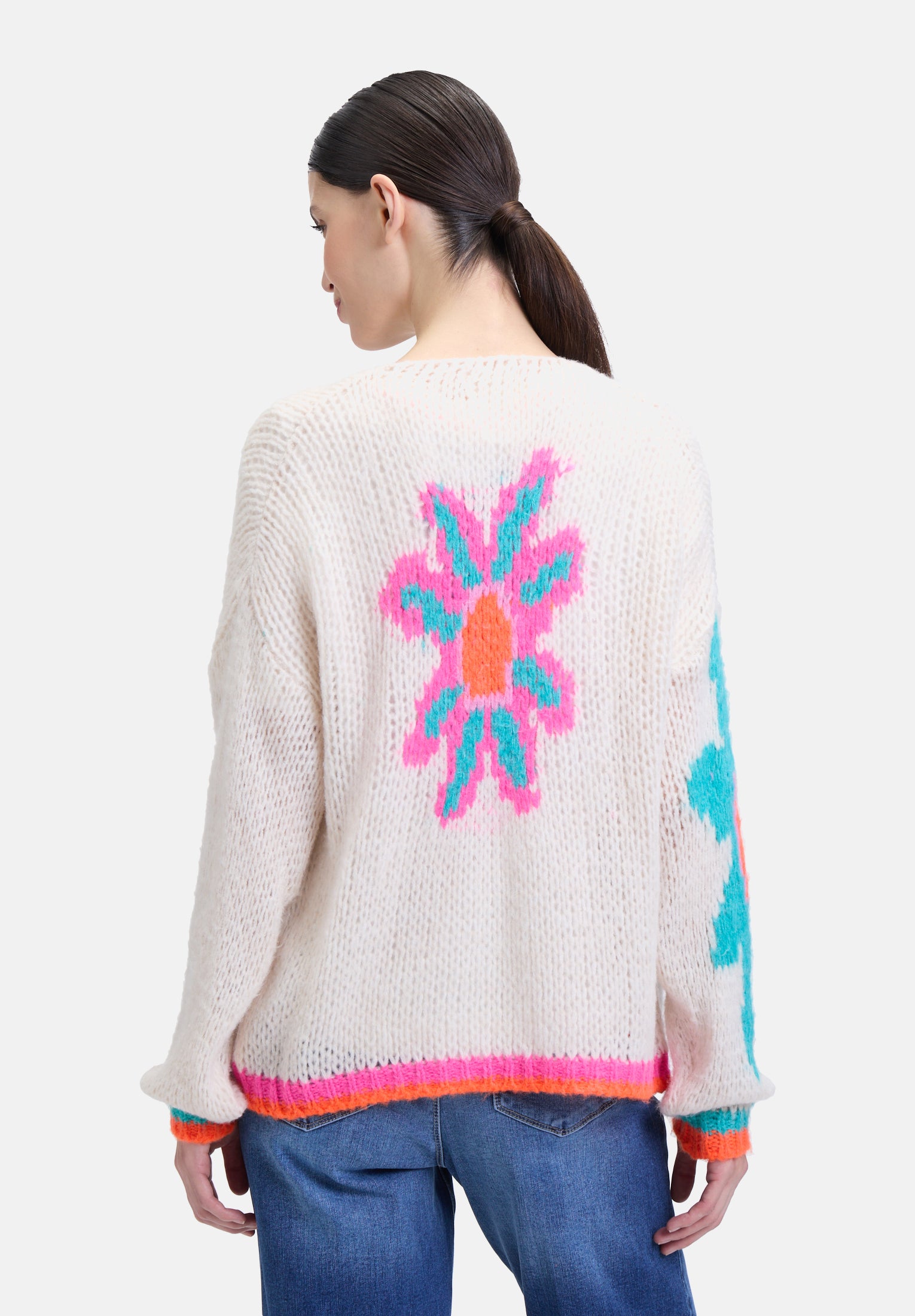 Cartoon | Knitted cardigan with intarsia | 1843 Cream/Pink