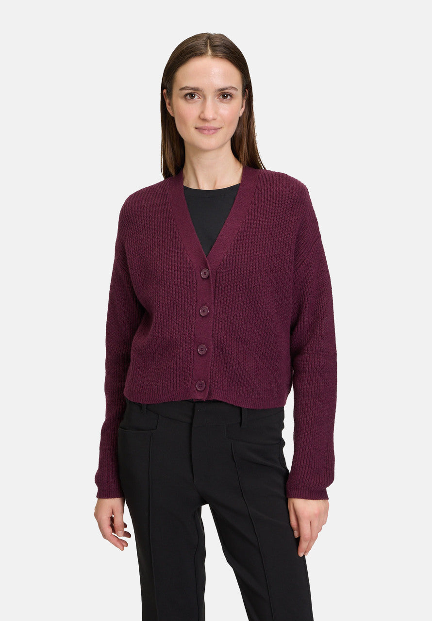 Cartoon | Strick-Cardigan mit Fransen | 4306 Purple Potion