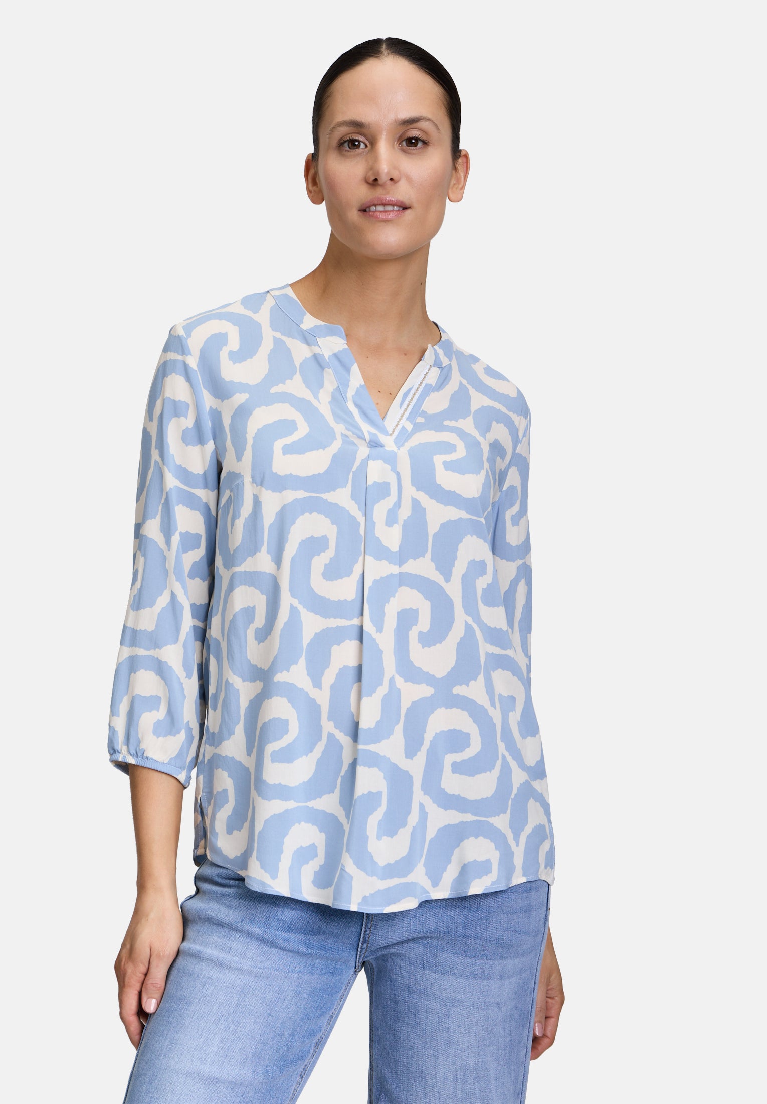 Cartoon | Blusenshirt mit Muster | 1881 Cream/Blue