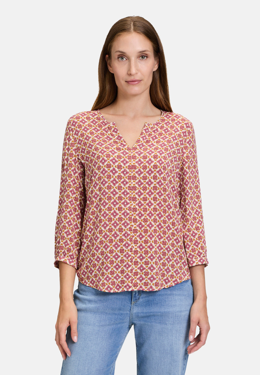 Cartoon | Casual-Bluse mit Muster | 4859 Rose/Camel