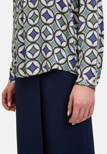 Cartoon | Casual-Bluse mit Knöpfen | 8850 Blue/Green