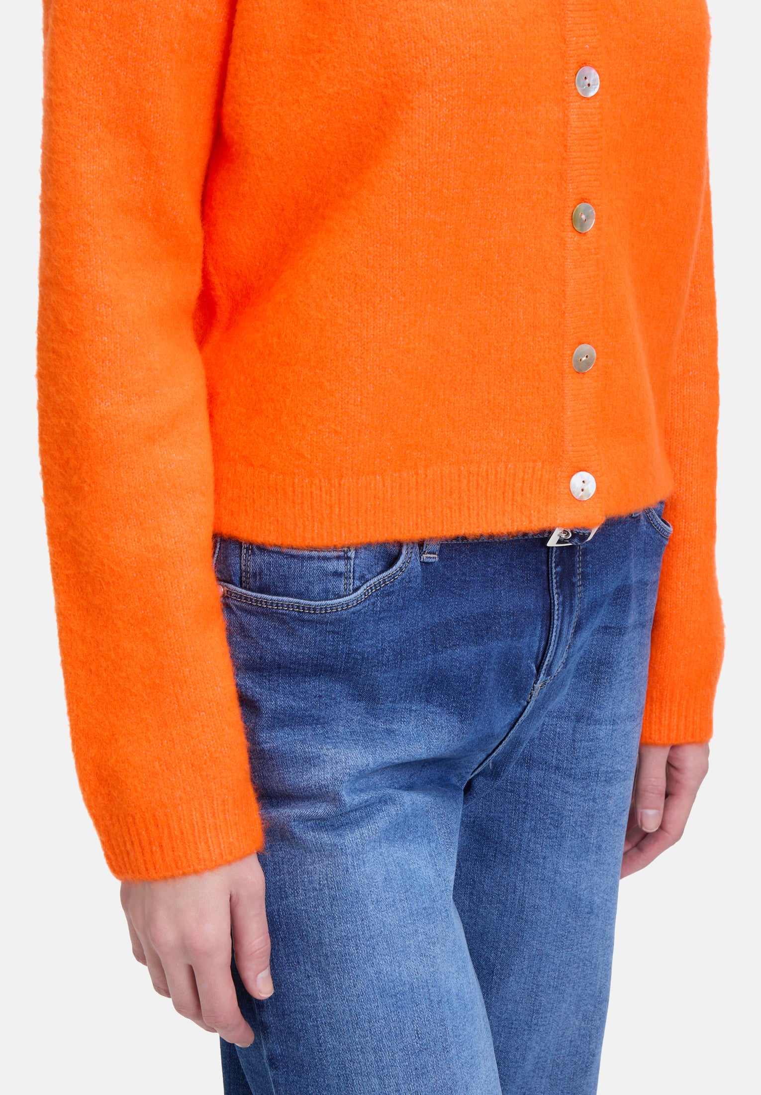 Cartoon | Knitted cardigan with round neck | 4775 Neon Orange