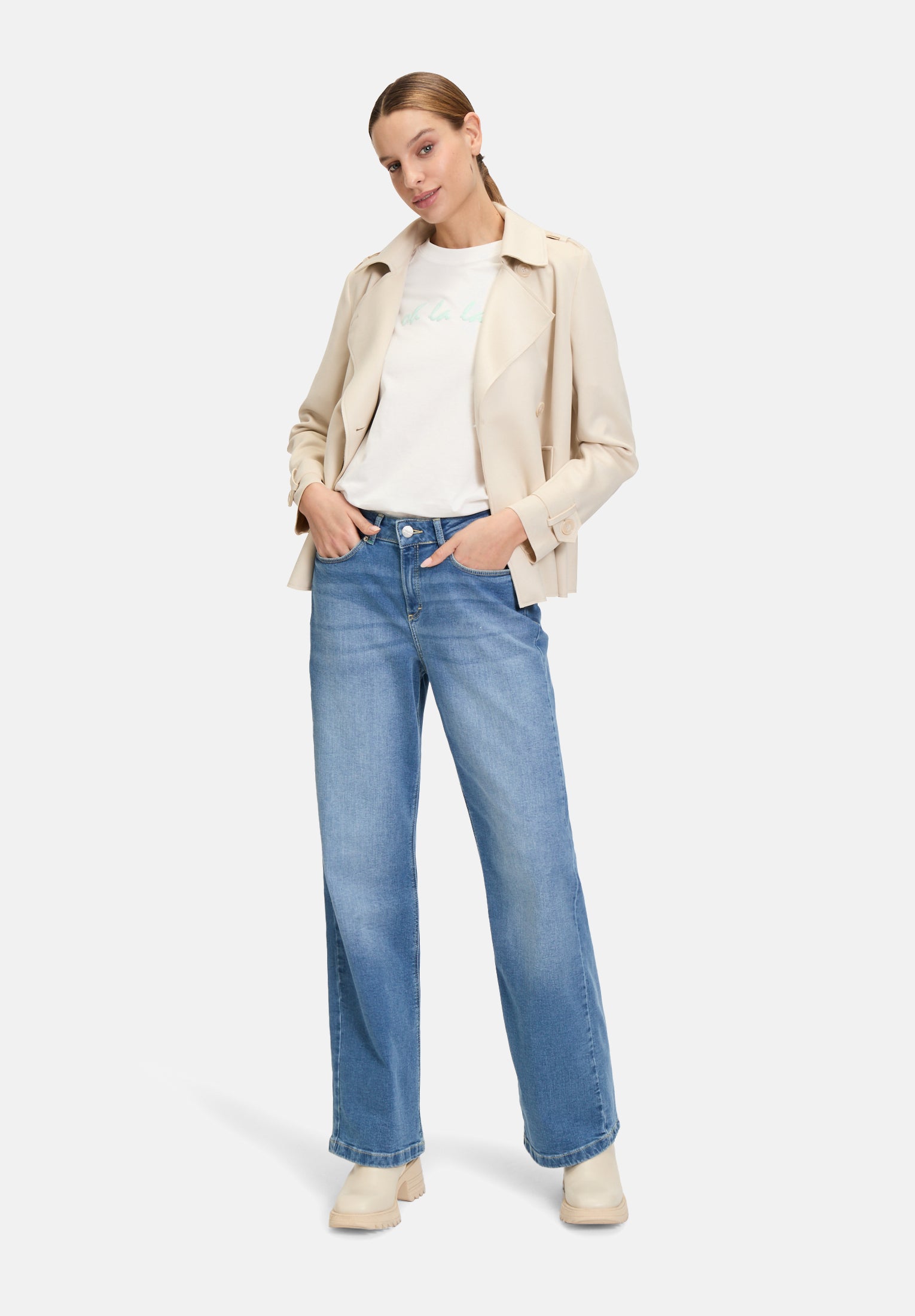 Cartoon | Stretch jeans with side pockets | 8619 Middle Blue Denim