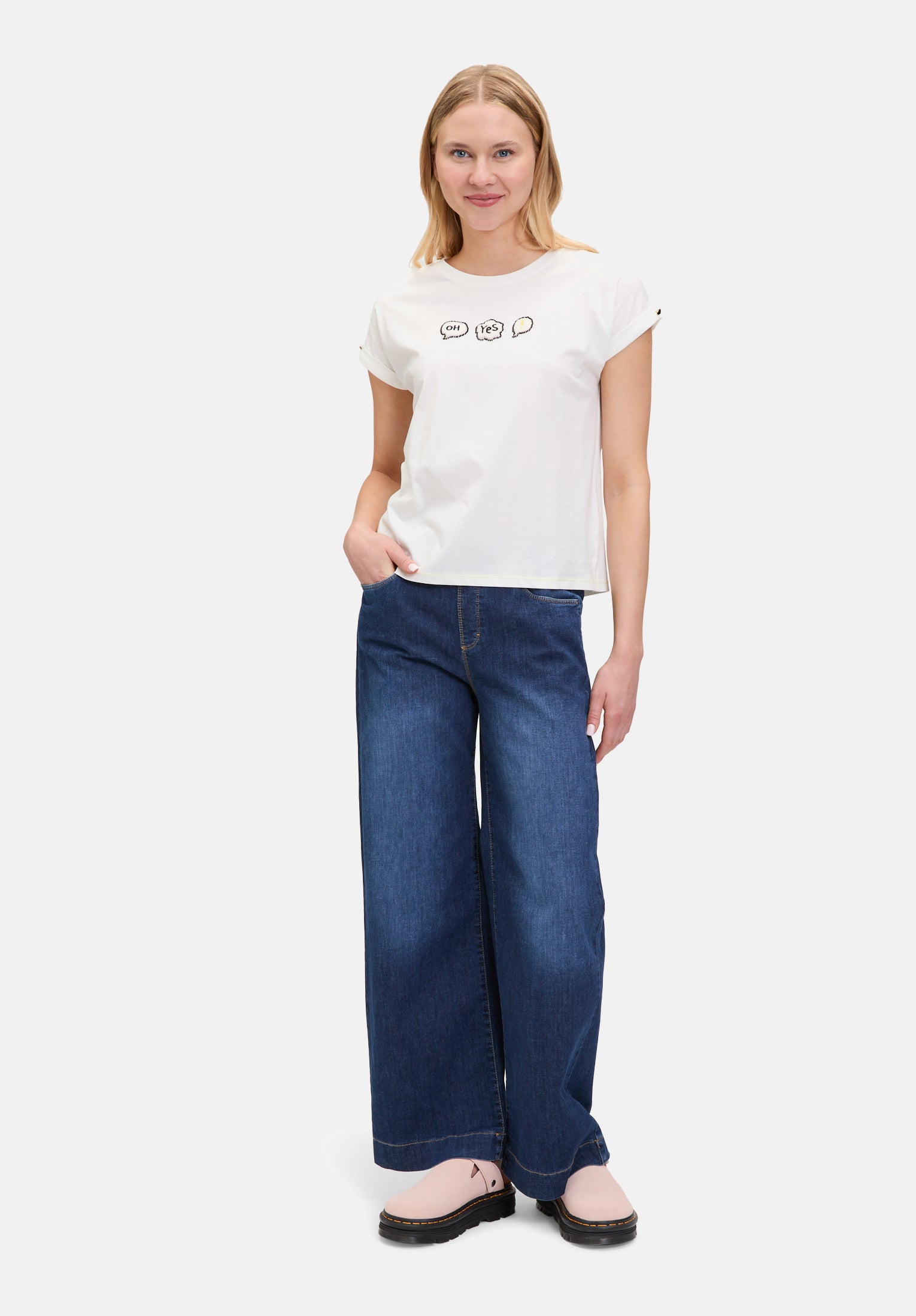 Cartoon | Baumwollshirt mit Ärmelaufschlag | 1912 Patch Cream/Cream