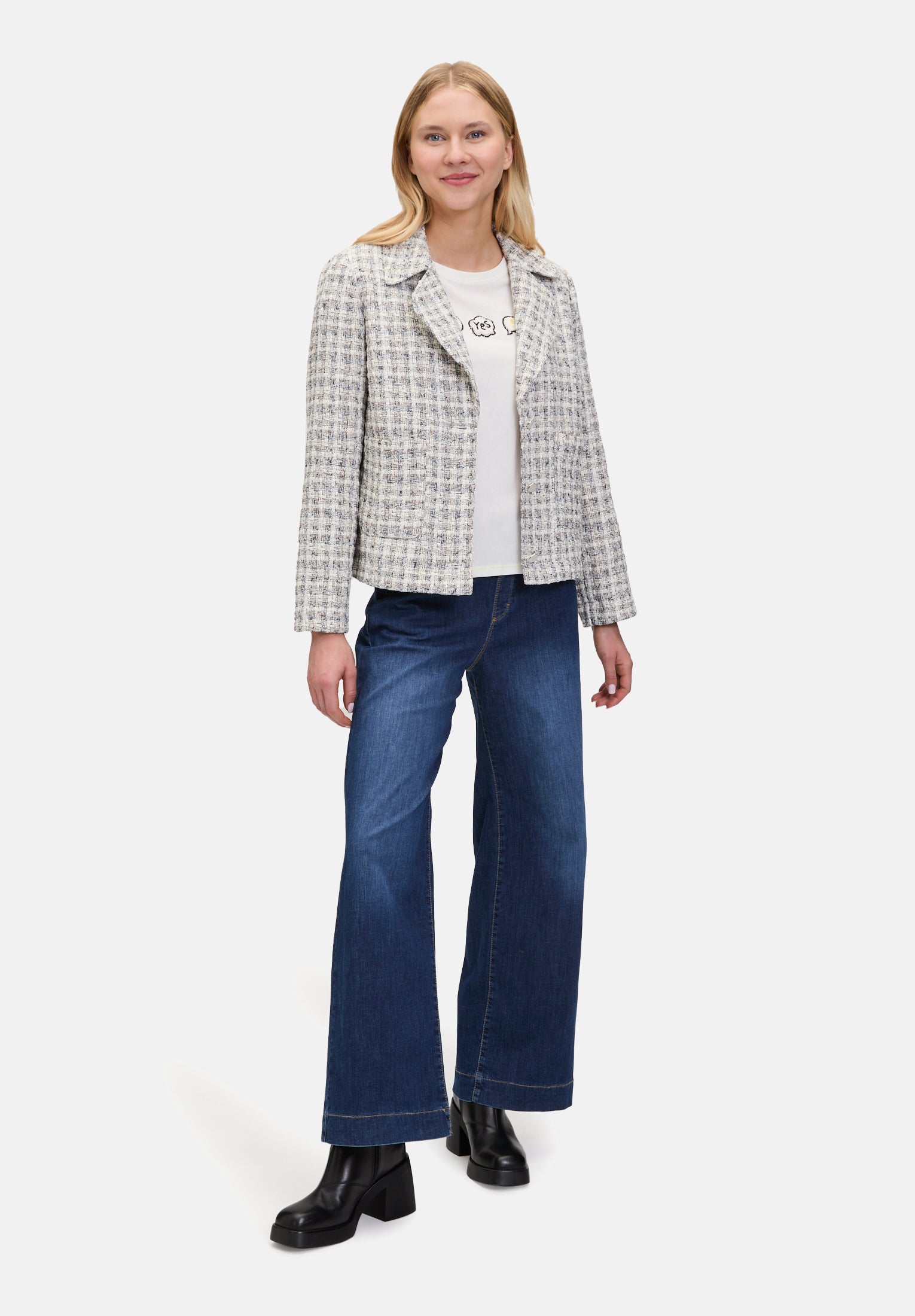 Cartoon |  Tweedblazer mit aufgesetzten Taschen | 1874 Cream/Camel