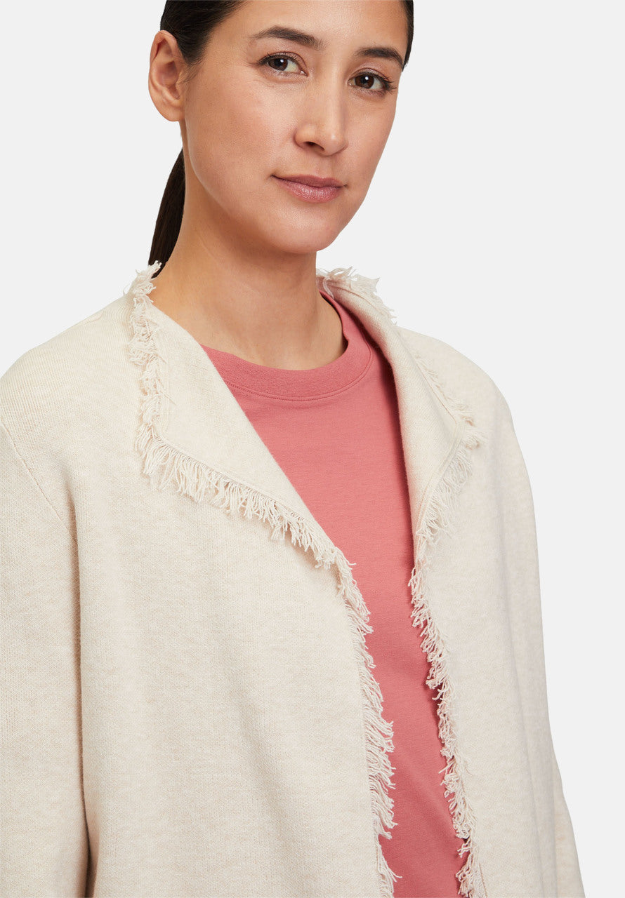 Cartoon | Strick-Cardigan mit Fransen | 7706 Beige Melange