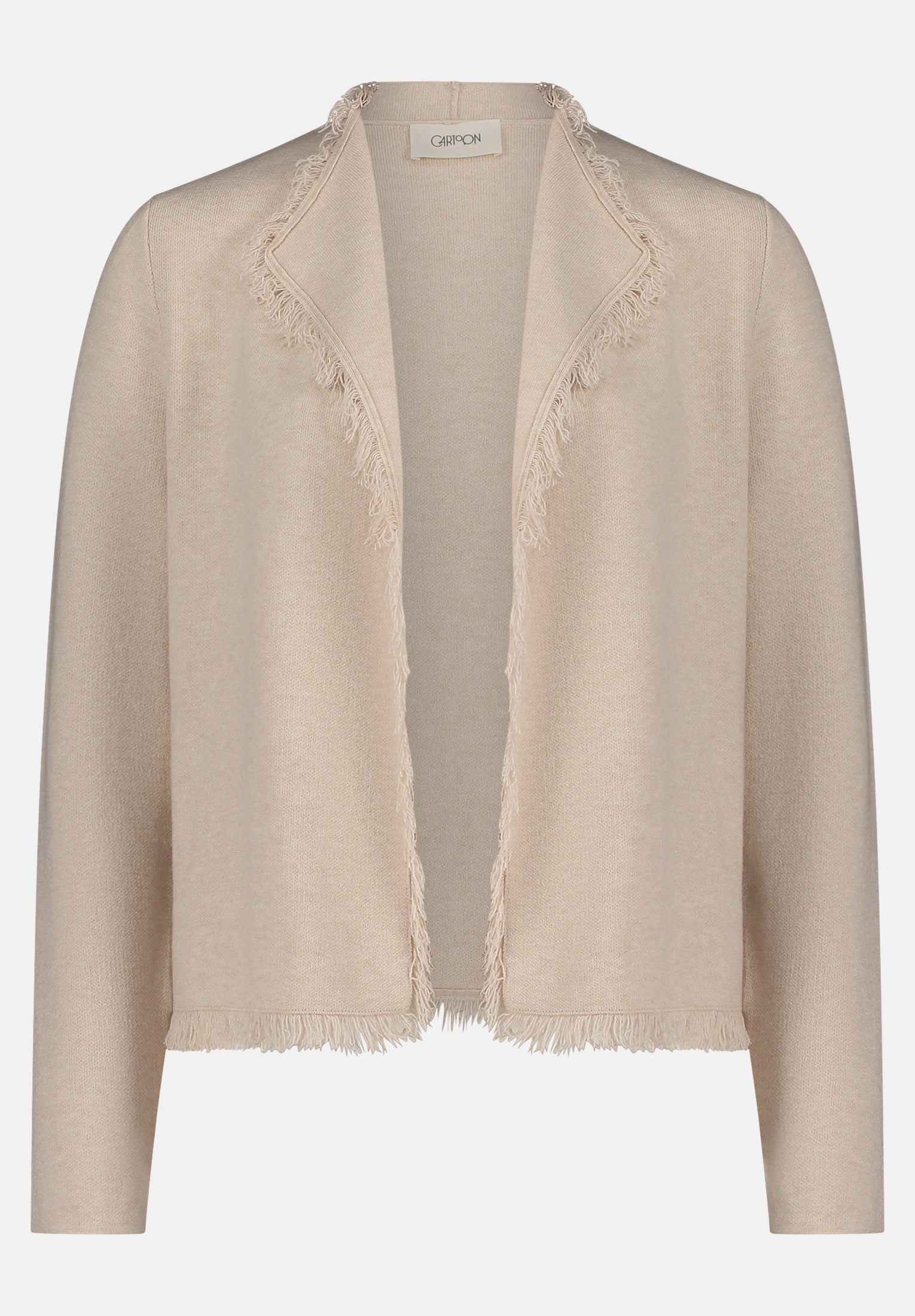 Cartoon | Casual-Strickjacke mit Fransen | 7706 Beige Melange