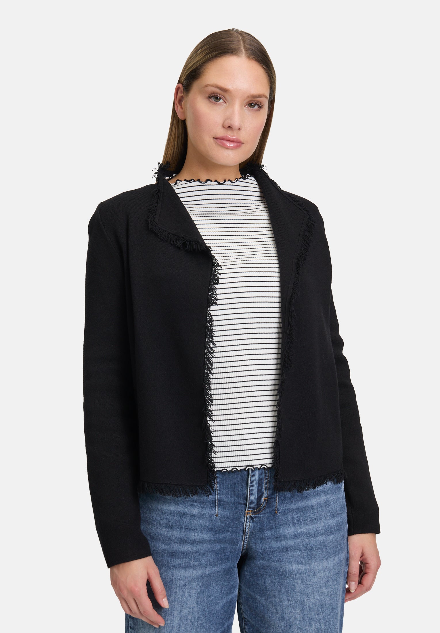 Cartoon | Casual-Strickjacke mit Fransen | 9045 Black
