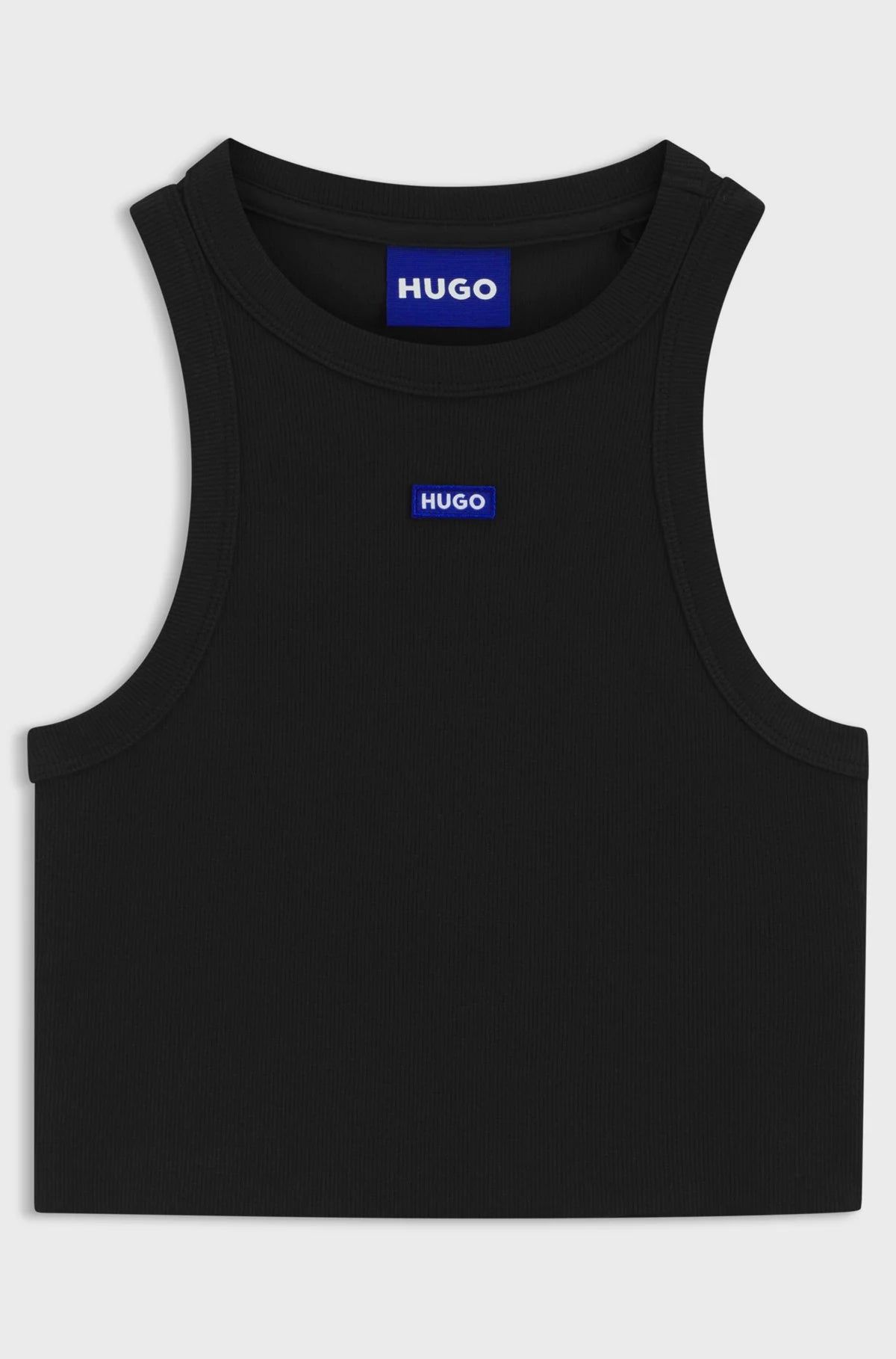 Hugo Blue | Tanktop aus Stretch-Baumwolle mit Logo-Aufnäher | 001 Black
