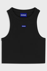 Lade das Bild in den Galerie-Viewer, Hugo Blue | Tanktop aus Stretch-Baumwolle mit Logo-Aufnäher | 001 Black

