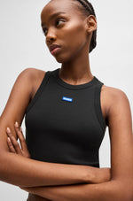 Lade das Bild in den Galerie-Viewer, Hugo Blue | Tanktop aus Stretch-Baumwolle mit Logo-Aufnäher | 001 Black
